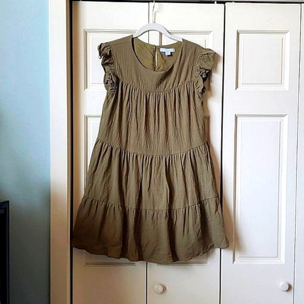 FAVLUX,Ruffled Tiered Gingham Dress, Size S, NWOT!